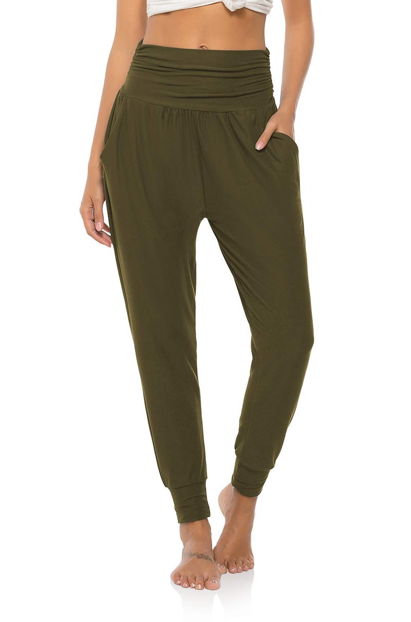 DIBAOLONG Womens Yoga Sweatpants Loose Workout Joggers Pants Comfy Lounge Pants with Pockets Army Green M - Image 2